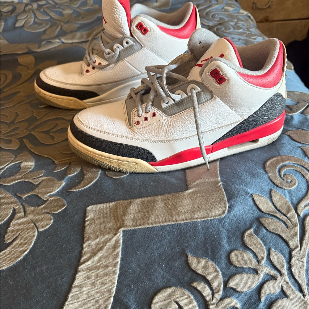 Jordan 3  Red and White Sneakers
